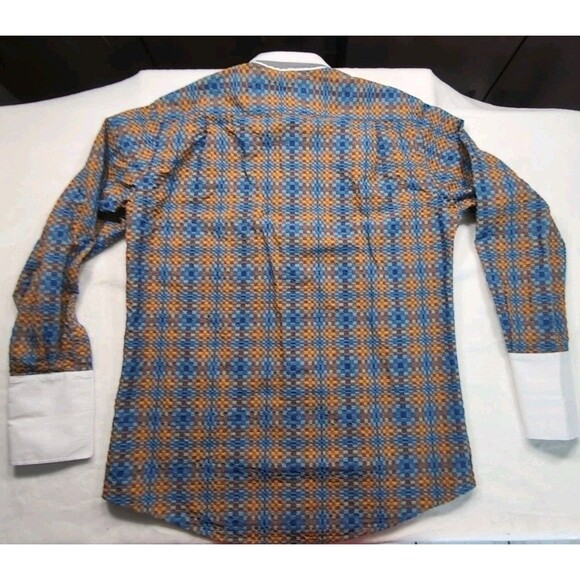 Steven Land Multicolor Square Geometric Pattern Dress Shirt 17 1/2 36/37 Tall - Picture 14 of 14